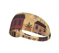 Fall Country Barn Print Sports Headbands For Men Women, Moisture Wicking Sweat Band Elastic Wide Hair Bands,For Running, Cycling, Basketball, Gym Exercise, Football