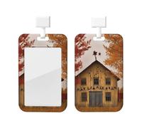 Fall Country Barn Printed Card Badge Holder Id Badge Card Holder Badge Holders with Lanyards for Offices Staff Access Card Metro Card