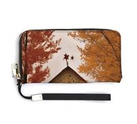 Fall Country Barn RFID Blocking Wallet for Women,Clutch With Change Pocket, Wristlet Wrist Strap with Card Slots