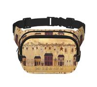 Fall Country Barn Square Double-Layer Waist Bag with All-Over Print,Durable Twill Fabric, Multi-Pocket Fanny Pack for Outdoor Sports Travel