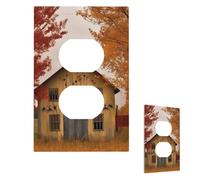 Fall Country Barn Wall Plate Cover Modern Decorative 1 Gang Light Switch Cover Unbreakable Receptacle Outlet Covers For Living Room Bedroom Home Decor Duplex