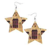 Fall Country Barn Women's Fashion Earrings, Celestial Dangle Earrings, Star Shape Jewelry for a Versatile