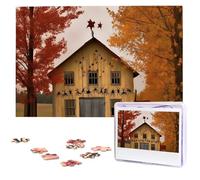 Fall Country Barn Wooden Puzzles 1000 Pieces Personalized Jigsaw Puzzle For Adults Interesting Custom Photo Puzzles Gift For Holiday Birthday Wedding Anniversay