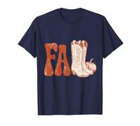 Fall Cowboy Boots Pumpkin Retro Groovy Western Autumn T-Shirt