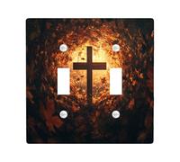Fall Cross Maple Leaves Decorative Light Switch Cover Wall Plate 1 Gang Single Rocker, Autumn Thanksgiving Scenic Electrical Faceplate for Room, Happy Holiday Switchcover Switchplate