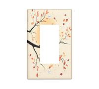 Fall Crow Ravens Bird Decorative Light Switch Cover Plate 1 Gang Single Rocker, Fun Autumn Leaf Branch Electrical Faceplate for Kitchen Bathroom, Country Switchcover Decor