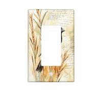 Fall Crow Ravens Bird Decorative Light Switch Cover Wall Plate 1 Gang Single Rocker, Autumn Wheats Crops Electrical Faceplate for Kitchen Bathroom, Country Switchcover Decor