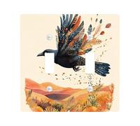 Fall Crow Ravens Bird Decorative Light Switch Cover Wall Plate 2 Gang Double Toggle, Vintage Autumn Country Electrical Faceplate for Kitchen Bathroom, Tribal Switchcover Decor