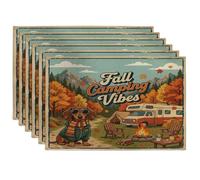 Fall Dachshund Dog Placemats Set of 6, 12 * 18, Autumn Forest RV Camping 4Pcs Print Table Mats for Dinning, Tent Campfire Holiday Home Kitchen Decor