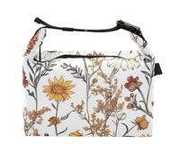 Fall Dahlia Daisy Sunflower White Lunch Bag for Kids with Zipper Teen Lunch Bag Tote for Hospital Medical Staff
