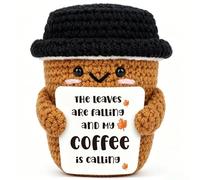 Fall Decor Fall Coffee Table Bar Decor, Handmade Crochet Coffee Mug Maple Leaf Autumn Decoration for Autumn Harvest Party Bar Kitchen Office Table Shelf Thanksgiving for Women Men Coworker Boss
