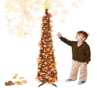 Fall Decor, Fall Tree, Great Fall Decorations for Home Porch, Fall Porch Decor, Thanksgiving Decorations for Home, Great Fall Decoraitons,150cm Autumn Tinsel Tree Maple Leaves (maple leaves)