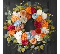 Fall Decor, Fall Wreaths for Front Door, 22 Inch Fall Door Wreath Indoors Outdoor Decor with Hydrangea, Dahlia, Autumn Wreaths, Fall Decoration for Home Porch Wall Decor, Thanksgiving Wreath Decor