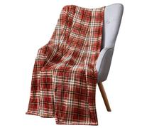 Fall Decor Farmhouse Throw Blanket: Soft Burnt Orange Plaid Design Accent for Sofa Couch Chair Bed Dorm