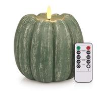 Fall Decor, Flameless Pumpkin Candle with Timer Remote, Real Wax Flickering