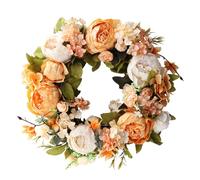 Fall Decoration, 40 Cm / 15.8 In, Elegant Orange And White Handmade Silk Flower Wall Hanging, Autumn Front Door Wreaths For Fall