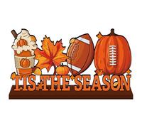 Fall Decorations, Fall Football Theme Wooden Table Centerpiece, Tis the Season Sign, Autumn Harvest Thanksgiving Wooden Sign (11.8x6 Inches)