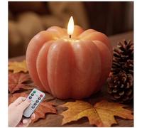 Fall Decorations for Home, Flameless Pumpkin Candle LED with Remote Control | Battery Operated, Flameless Candle Lamp for Fall Thanksgiving Halloween Home Decor Gift (Orange)