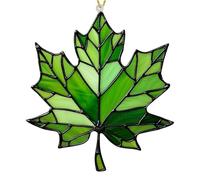 Fall Decorations,Maple Leafs Stained Acrylic Window Hanging Ornament, Hued Stained Glass Maple Leaf Suncatcher,Acrylic Maple leafs for Gardens, Patios, Patios, or Porches (Green)