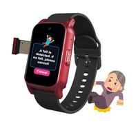 Fall Detection Watch for Elderly, GPS Tracking & SOS Alert - HD Video Call Waterproof Tracker for Dementia/Alzheimer’s, Elderly EssentialsRed,1.25 * 0.57 * 2.22inch