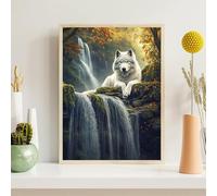 Fall Diamond Art 5D Wolf Diamond Painting Kits for Adults Full Round Drill, Crystal Rhinestone Embroidery Kit, DIY Paint by Numbers Cross Stitch Gem Art, Home Wall Decor Gifts 40x60cm/16x24inch,z@730