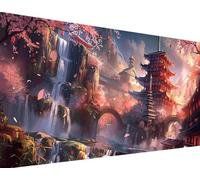 Fall Diamond Art Kits Adults, 5D Diamond Painting Japanese Architecture Diamond Art Kits, Large Diamond Art Painting 50x100cm, DIY Square Drill Crystal Art Kits for Adults, Home Wall Decor Gifts f-B