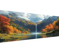 Fall Diamond Art Kits for Adults, 5D DIY Full Drill Diamond Painting Lake Kits for Beginners, Premium Gem Crafts Embroidery Pictures for Home Decoration, Mothers Day Gifts for Mum, 70x140cm Y1-204