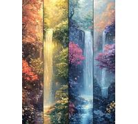 Fall Diamond Art Painting Kits for Adults Kids, 5D Full Round Drill Four Seasons Diamond Painting, DIY Crystal Art Mosaic Kit for Adults Beginners, for Home Wall Christmas Decorations 60X80cm A-61