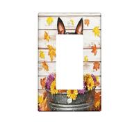 Fall Doberman Dog Decorative Light Switch Cover Plate 1 Gang Single Rocker, Autumn Wood Flower Leaf Electrical Switchplate, Puppy Faceplate for Kitchen Living Room Decor