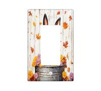 Fall Doberman Dog Decorative Light Switch Cover Wall Plate 1 Gang Single Rocker, Autumn Wood Flower Leaf Electrical Switchplate, Puppy Faceplate for Kitchen Living Room Decor