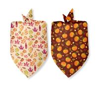 Fall Dog Bandana 2 Pack Funny Fall Holiday Dog Bandanas Halloween Thanksgiving Bandana for Dogs Lover Pet Scarf Accessories Pet Scarf for Small Medium Dogs & Cats
