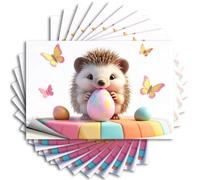 Fall Door Decorations Encouraging Decal - A Cute Hedgehog Holding A Colorful Egg with Butterflies Flying Around. Removable Decal Cover Easy Peel for Best(8X12CM)