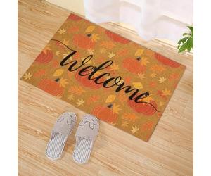 Fall Door Mat Outside Pumpkin And Brown Maple Leaf Welcome Mat For Front Door Thanksgiving Autumn Indoor Outdoor Rugs Fall Doormat For Farmhouse Home Porch Decorations 062851