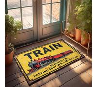 Fall Door Mats For Outside Entry Vintage Train Warning Sign: 'Riding Or Parking Only Will Be Raile Doormat Front Door Mats Indoor Farmhouse Kitchen Rugs(50X80CM)