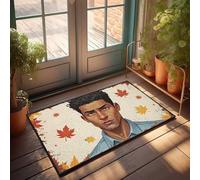 Fall Door Mats Outdoor Autumnal Portrait With Curly Hair And Falling Leaves Doormat Welcome Door Mats For Outside Entry Desk Floor Mat(50X80CM)