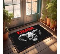 Fall Door Mats Outdoor Kreator: The Horned Skull Emblem Doormat Welcome Door Mats For Outside Entry Desk Floor Mat(65X90CM)