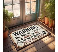 Fall Door Mats Outdoor Respect My Personal Space: A Warning Sign For Dog Lovers! Doormat Welcome Door Mats For Outside Entry Desk Floor Mat(40X60CM)