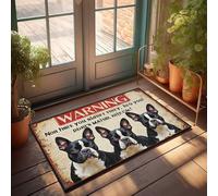 Fall Door Mats Outdoor Warning: Boston Terriers Guarding Alien Invaders! Doormat Welcome Door Mats For Outside Entry Desk Floor Mat(50X80CM)