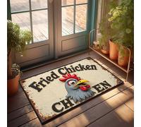 Fall Door Rug Fried Chicken Sign With Cartoon Rooster Doormat Mat For Shoes By Door Man Cave Accessories(65X90CM)