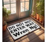 Fall Door Rug Rusty Sign With Confusing Message: 'Do Not Not Enter Way Wren Ng! Doormat Mat For Shoes By Door Man Cave Accessories(50X80CM)