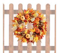 Fall Door Wreath - 17.72Inches Garland Fall Decorations,Garland Festive Wreath for Outdoor Winter Wall Mantle Indoor Home Kitchen Holiday Activities