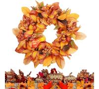 Fall Door Wreath | 20 Inch Pumpkin Berry Maple Harvest Festival Wreath,Autumn Decoration for Harvest Festival Front Door Mantel Fireplace Wall Window Entrance Porch Apartment Office Coffee Shop