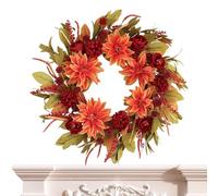 Fall Door Wreath - Fall Outdoor Artificial Hydrangeas Wreath,Holiday Atmosphere Props for Wall Indoor Outdoor Porches Garden Fireplace Living
