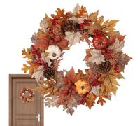 Fall Door Wreath,Thanksgiving Wreaths for Front Door - 20 Inch Artificial Autumn Ornament with Hook Outdoor Prop for Home Apartment Farmhouse Hotel School Window