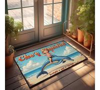 Fall Doormat Outdoor Chee Rhufud: A Magical Adventure With Dolphins On The Beach Doormat Winter Welcome Mat Front Porch Rug(65X90CM)