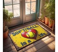Fall Doormat Outdoor Softball: The Heart Of My Life Doormat Winter Welcome Mat Front Porch Rug(40X60CM)