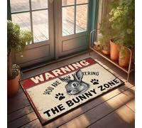 Fall Doormat Outdoor Warning: Enter At Your Own Bunny Risk Doormat Winter Welcome Mat Front Porch Rug(40X60CM)