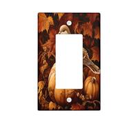Fall Doves Bird Decorative Light Switch Cover Plate 1 Gang Single Rocker, Vintage Autumn Pumpkins Electrical Faceplate for Kitchen Bathroom, Leaf Switchcover Decor
