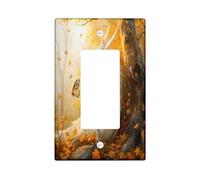 Fall Dragons Butterflies Decorative Light Switch Cover Plate 1 Gang Single Rocker, Autumn Country Forest Electrical Faceplate for Kitchen Bathroom, Animal Switchcover Decor
