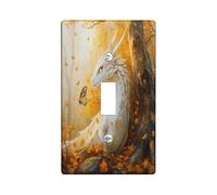 Fall Dragons Butterflies Decorative Light Switch Cover Plate 1 Gang Single Toggle, Autumn Country Forest Electrical Faceplate for Kitchen Bathroom, Animal Switchcover Decor